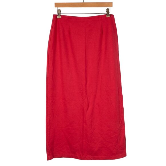 Cato Maxi Skirt L Womens Red Long Modest Slit Elastic Waist Stretch - Picture 1 of 5